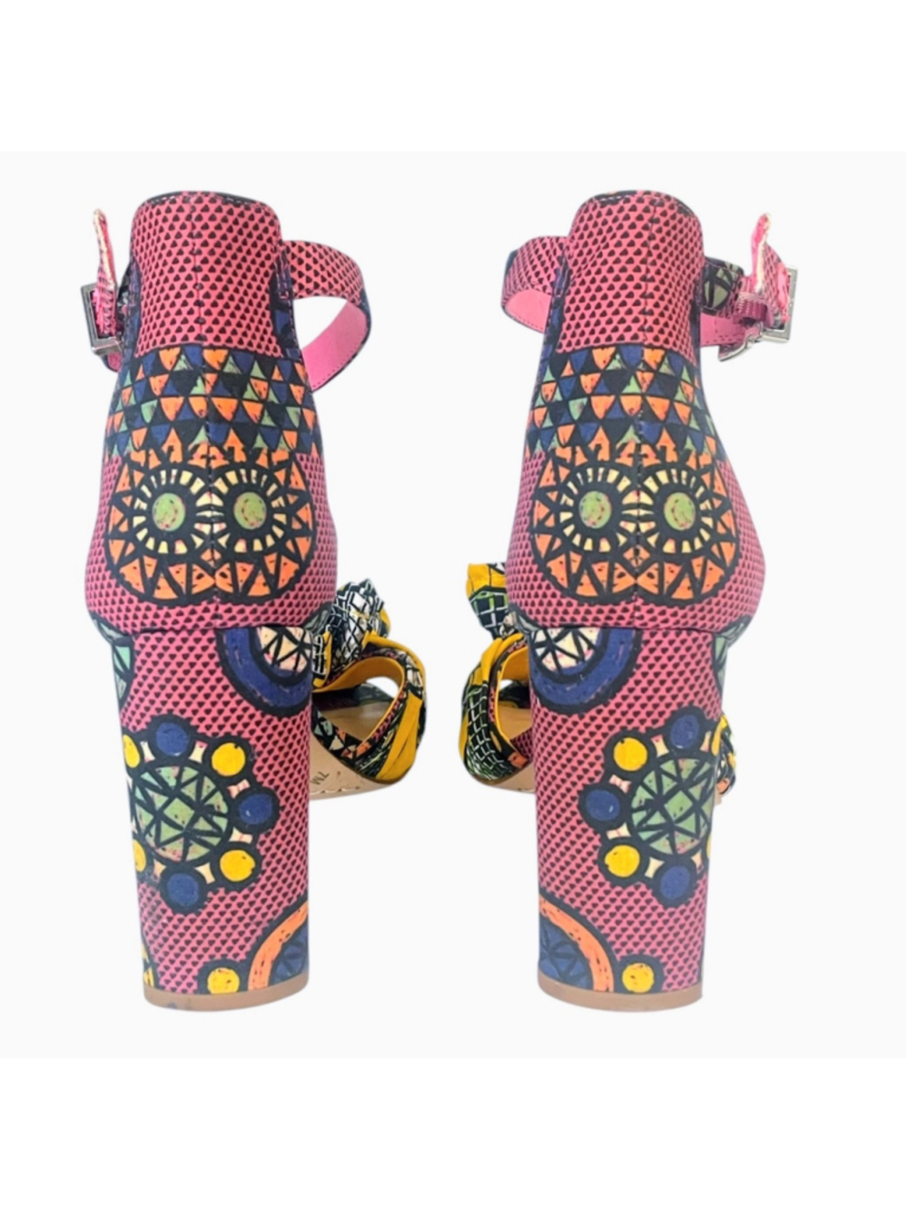 Gianni Bini Lorree Heels Womens Size 7 Peep Toe Ankle Strap Pink Yellow Multicol - Picture 4 of 11
